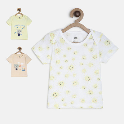 MINI KLUB Baby Boys Printed Pure Cotton Regular T Shirt(Multicolor, Pack of 3)