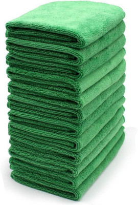Sheen Shine Microfibre Cleaning Cloth Green pack of 12 Multicolor Cloth Napkins(12 Sheets)