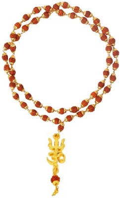 3SIX5 Lord Shiv Trishul Om Pendant With Rudraksha Cap MalaJ Panchmukhi Gold-plated Wood, Brass Pendant