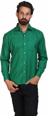 JWLWL Men Solid Formal Green Shirt