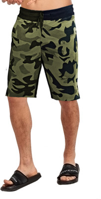 JUGULAR Self Design Men Light Green Regular Shorts