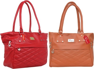 Reprox Brown, Red Shoulder Bag PU Leather Red & Brown Shoulder Bag(Pack of 2)