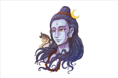 DivineDesigns 51 cm Shiv Shankar Wall Sticker (Size :- 51 X 71 cm ) Self Adhesive Sticker(Pack of 1)