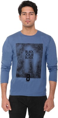 HVBK Printed Men Round Neck Light Blue T-Shirt