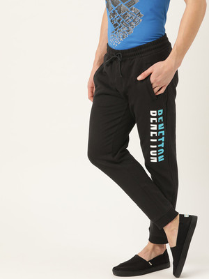 United Colors of Benetton Solid Men Black Track Pants