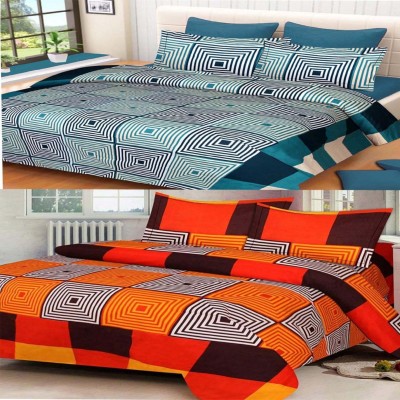 Inspiring Lifestyle 140 TC Polyester Double Printed Flat Bedsheet(Pack of 2, Multicolor)