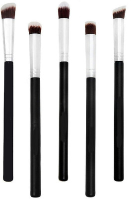 Gugzy Eyeshadow Kabuki Makeup Small Eye Shadow Brushes Set (Black) -5 Pieces(Pack of 5)