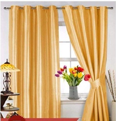 goycors 213 cm (7 ft) Polyester Semi Transparent Door Curtain (Pack Of 2)(Solid, Golden)