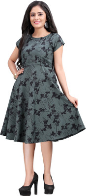 Hiva Trendz Women Skater Multicolor Dress