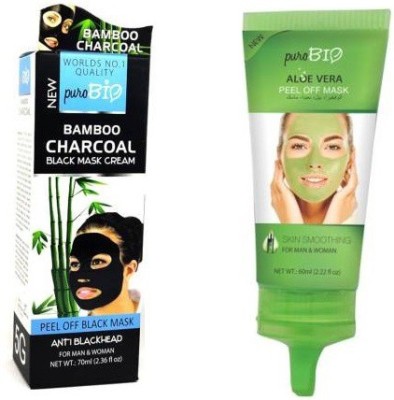 purobio Combo of Charcoal Face Mask Peel Off & Aloe Vera Face Mask(130 ml)