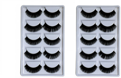 Miss Hot Fake Eyelashes Handmade Dramatic Thick Crossed Cluster False Eyelashes Black Nature Fluffy Long Soft Reusable (10 Pairs)(Pack of 10)
