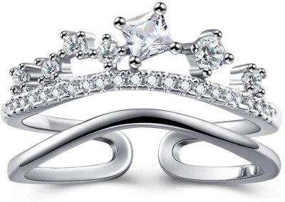 Shining Diva Platinum Plated Stylish Princess Adjustable Ring Crystal Cubic Zirconia Ring