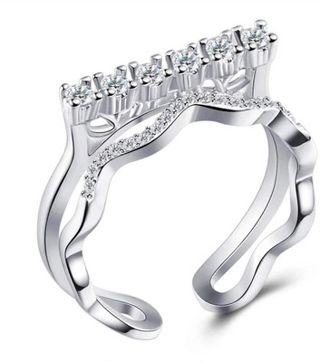 Shining Diva AAA Zircon Stylish Platinum Plated Adjustable Ring Crystal Cubic Zirconia Ring