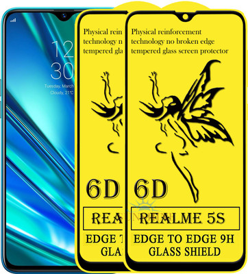 SUNSHINE Edge To Edge Tempered Glass for Realme 5s(Pack of 2)