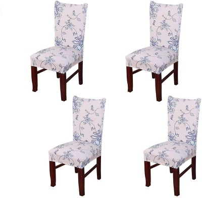 HOUSE OF QUIRK Nylon Floral Chair Cover(Beige Flower Pack of 4)