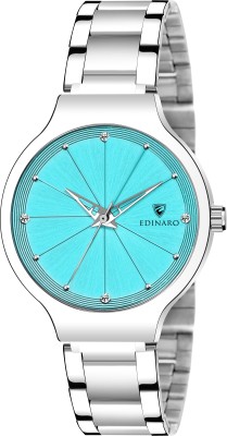 EDINARO ED-2053W Stone Studded Formal Green Dial with Silver Metallic Bracelet Chain Strap Analog Watch  - For Women