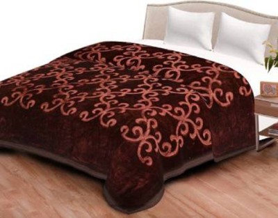 Swikon star Floral Double Mink Blanket for  Heavy Winter(Polyester, Brown)