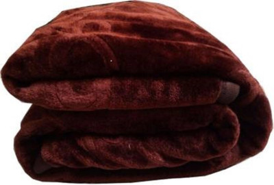 GKM Floral Single Mink Blanket for  Heavy Winter(Polyester, Brown)