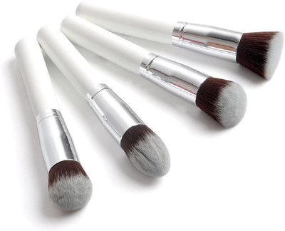 angelie 4 Pcs Professional Foundation Makeup Tools Cosmetic White Synthetic Brushes Concealer Blending Face Eye Brush Kit Set(Pack of 4)