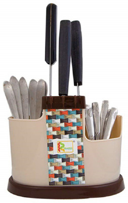 CREW4 3 in 1 Multi Functional Self Draining Organizer holder Plastic Cutlery Set(Pack of 1)