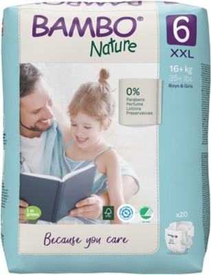 Bambo Nature Eco-friendly Tape Diapers with Wetness Indicator - XXL(20 Pieces)