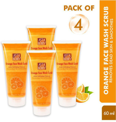 ASTABERRY Orange  Scrub 60ml (Pack of 4) Daily Exfoliating Cleanser Face Wash(240 ml)