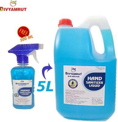 DIVYAMRUT Sanitizer Spray 5 ltr with 500 ml free(pack of 2) Hand Sanitizer Can