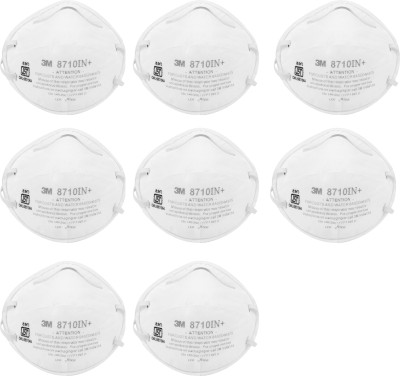 3M Respirator Dust and Mist Face Mask 8710IN08n Reusable(White, L, Pack of 8)