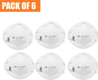 3M Respirator Dust and Mist Face Mask 8710IN06w Reusable(White, L, Pack of 6)