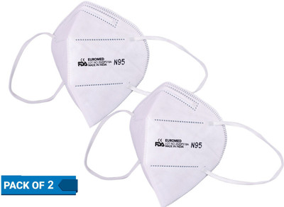 QUALX Health+ N95 Mask With 5 Layer Protection Medical Grade Comfortable Wear With Nose Pin Reusable Health+N95 Mask With 5 Layer Protection Medical Grade Comfortable Wear With Nose Pin Reusable Reusable, Water Resistant, Washable(White, Free Size, Pack of 2)