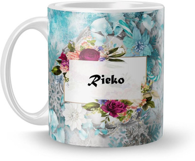 Beautum Name Rieko Printed White Ceramic (350)ml Model No:BTNAMXYZ017442 Ceramic Coffee Mug(350 ml)
