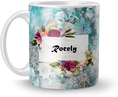 Beautum Name Rocely Printed White Ceramic (350)ml Model No:BTNAMXYZ017683 Ceramic Coffee Mug(350 ml)