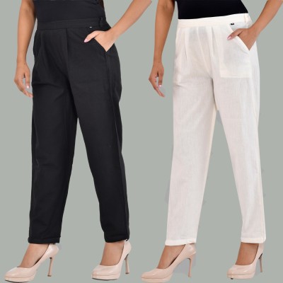 Me Craft Regular Fit Women White, Black Trousers