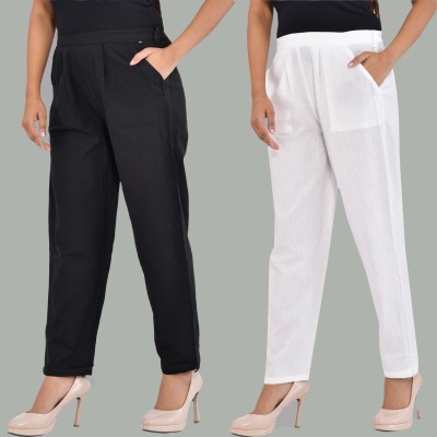 Me Craft Regular Fit Women White, Black Trousers