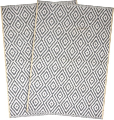 Saral Home Cotton Floor Mat(Grey, Medium, Pack of 2)