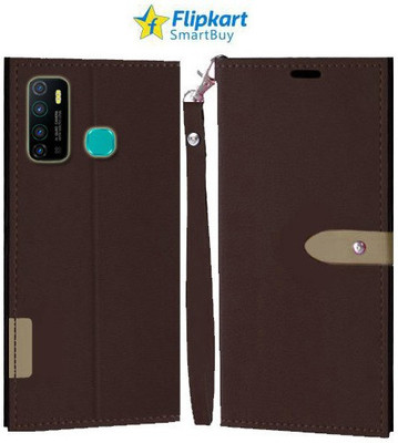 Flipkart SmartBuy Flip Cover for Infinix Hot 9(Brown, Cases with Holder, Pack of: 1)