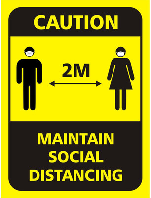 WALL STICKS Social Distancing - Avoid Crowed Coronavirus Safety Prevention - Covid19 Precautions - Self Adhesive Posters (9x12 Inch) Emergency Sign