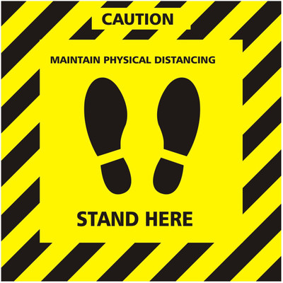 WALL STICKS Stand Here Keep safe distancing Emergency Sign