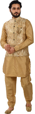 3SIX5 Men Kurta Pant Ethnic Jacket Set