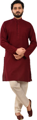 PRO ETHIC Men Solid Straight Kurta(Maroon)