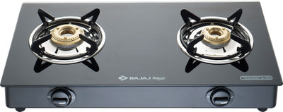 BAJAJ Bajaj 2BR-GP6 Two Burner Toughened Glass Aluminium Manual Gas Stove(2 Burners)