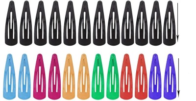 Shivarth Tik Tak Hair Pins or Clips Hair Accessories for Girls and Women And Baby Girls (6 Pairs of Black and 6 Pairs of Random Plain Color) Assorted Premium Metal Triangular Set of 24 Pcs of 5 cm Tic Tac Clip(Multicolor)