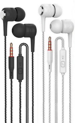 SPN SP-27 Pack of 2 Metal Headset With High Bass Earphones with mic Wired Headset(White, black, In the Ear)