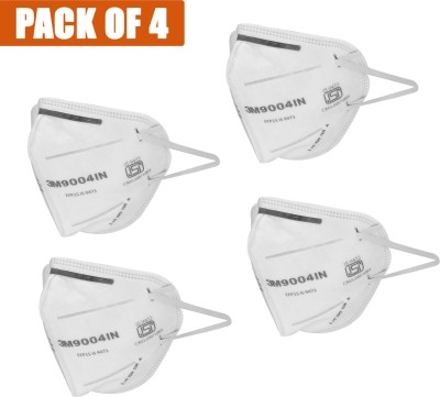 3M 9004IN Air-purifying Respirator Face Mask with Nose Pin (Pack of 4) 9004ING04(White, L, Pack of 4)