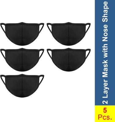 50% OFF on Flipkart SmartBuy Health+ Reusable Unisex Outdoor Protection 2  Layer - 05 nose shape Cloth Mask(Black, Free Size, Pack of 5) on Flipkart