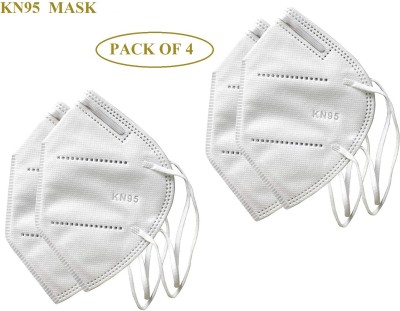 MedFest (Pack of 4) KN95 Mask for High Filtration Capacity, 5 Layered, FFP2 Medical Particulate Mask, Anti Pollution Mask KN95 5 Layer Mask-04(Free Size, Pack of 4)