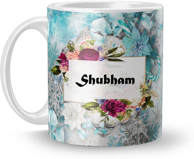 Beautum Name Shubham Printed White Ceramic (350)ml Model No:BTNAMXYZ020473 Ceramic Coffee Mug(350 ml)