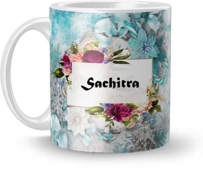 Beautum Name Sachitra Printed White Ceramic (350)ml Model No:BTNAMXYZ018309 Ceramic Coffee Mug(350 ml)