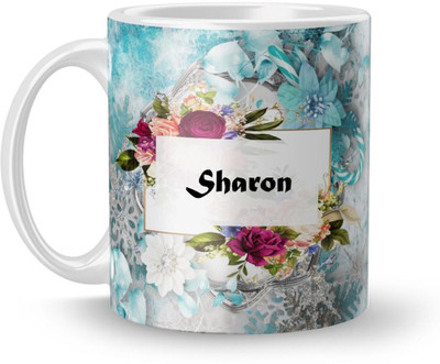 Beautum Name Sharon Printed White Ceramic (350)ml Model No:BTNAMXYZ019872 Ceramic Coffee Mug(350 ml)