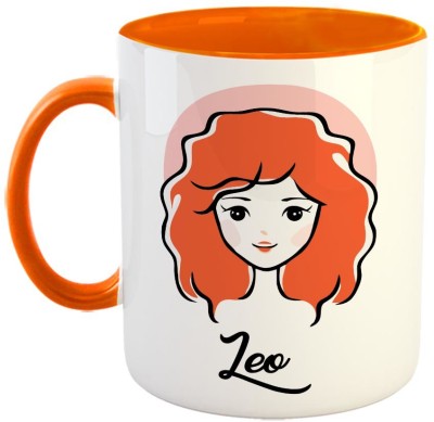 Furnish Fantasy FurnishFantasy - Leo Zodiac Sign Coffee - Best Gift for Family and Friends - Color - Orange (0471) Ceramic Coffee Mug(350 ml)
